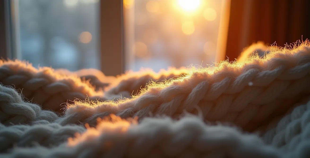 Famille québécoise relaxant dans un salon chaleureux pendant une tempête hivernale