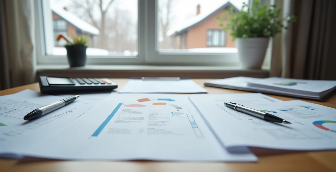 Documents et formulaires pour demandes de subventions énergétiques disposés sur bureau québécois