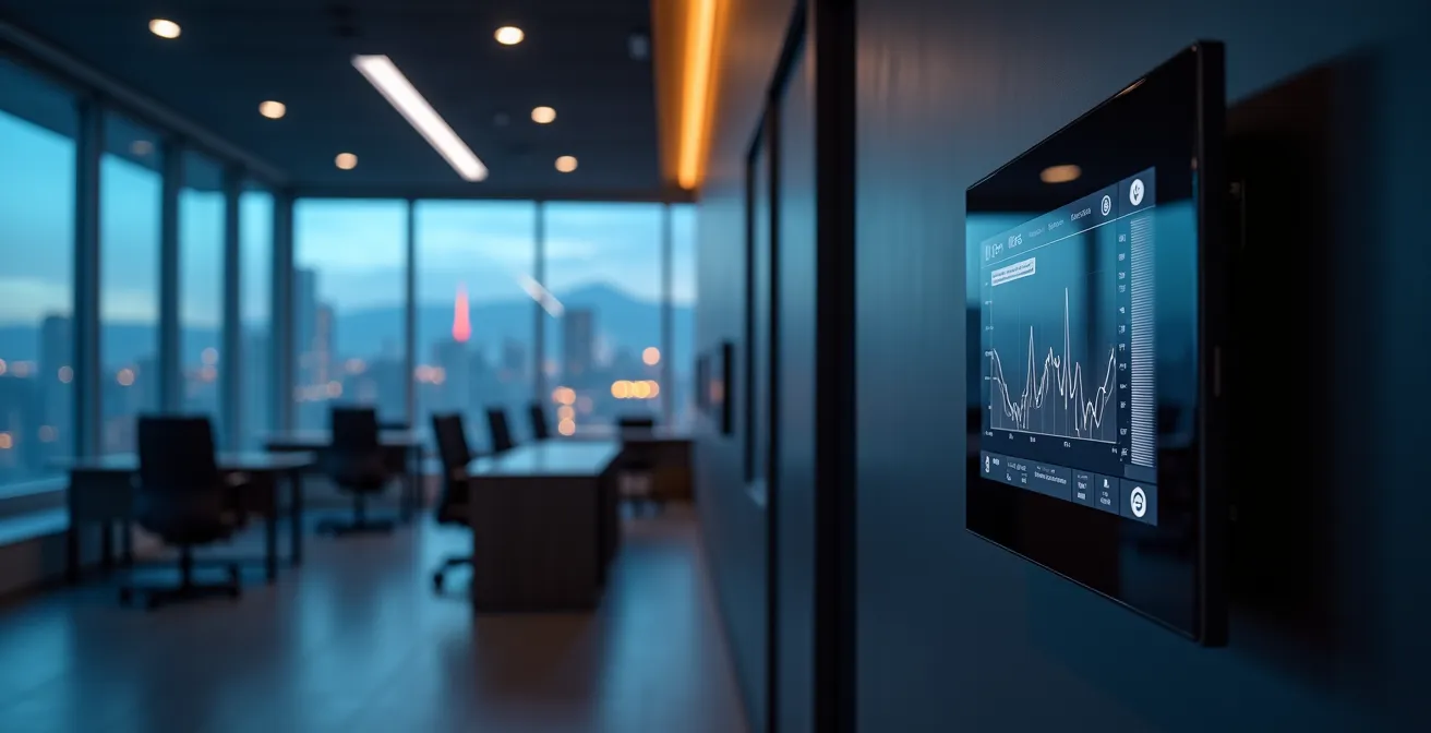 Système de programmation intelligente du chauffage dans un espace de bureaux moderne la nuit