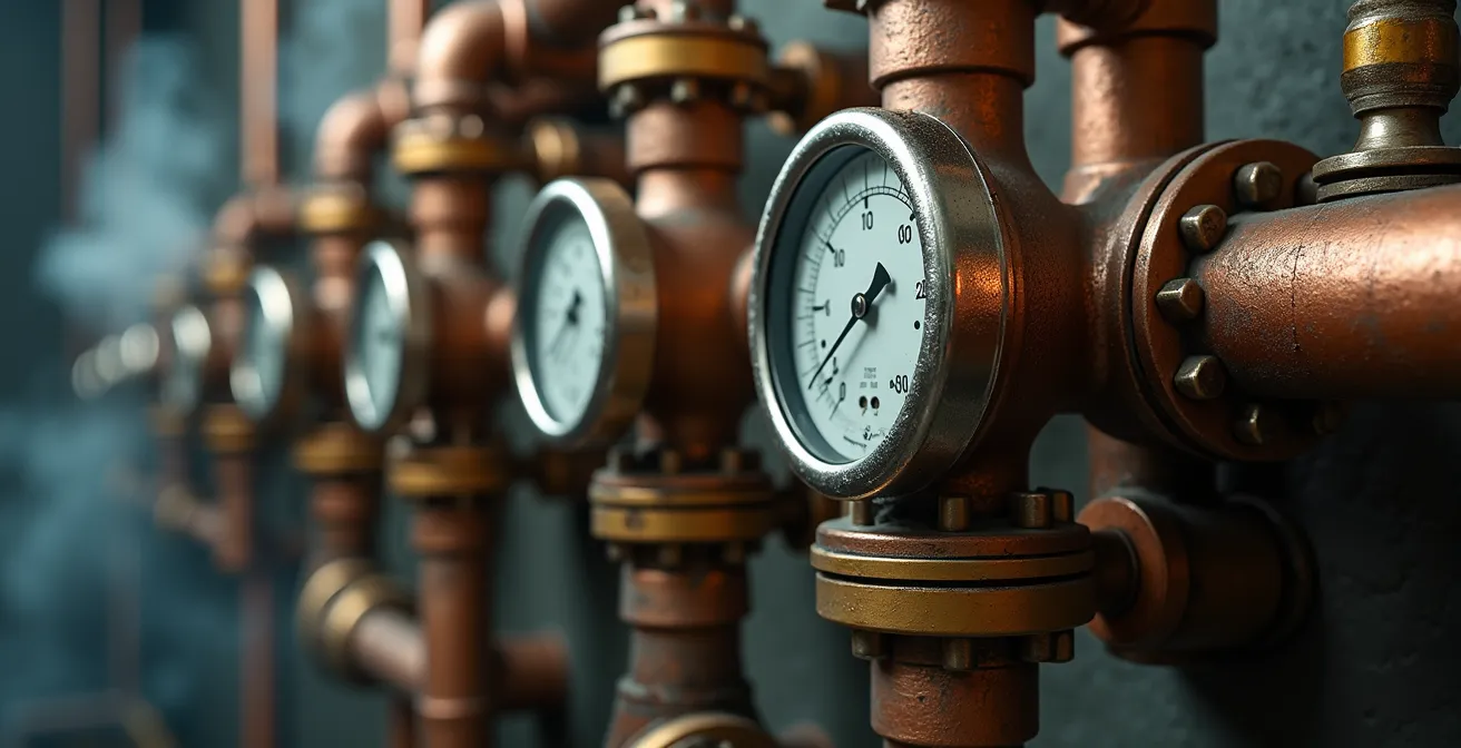 Salle mécanique avec système de chaudières commerciales en cascade